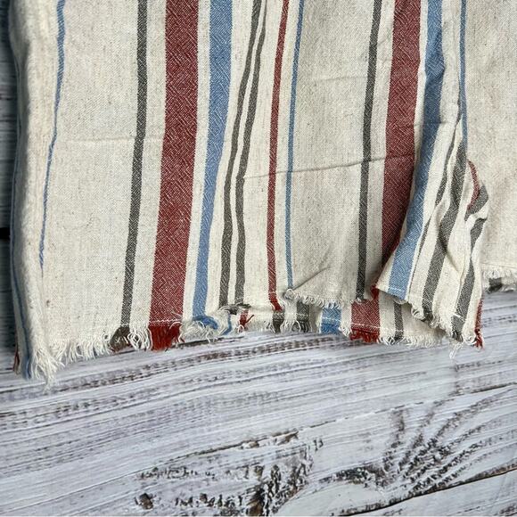 Royalty For Me Linen Blend Striped Shorts Medium Raw Frayed Hem NEW - Picture 5 of 8